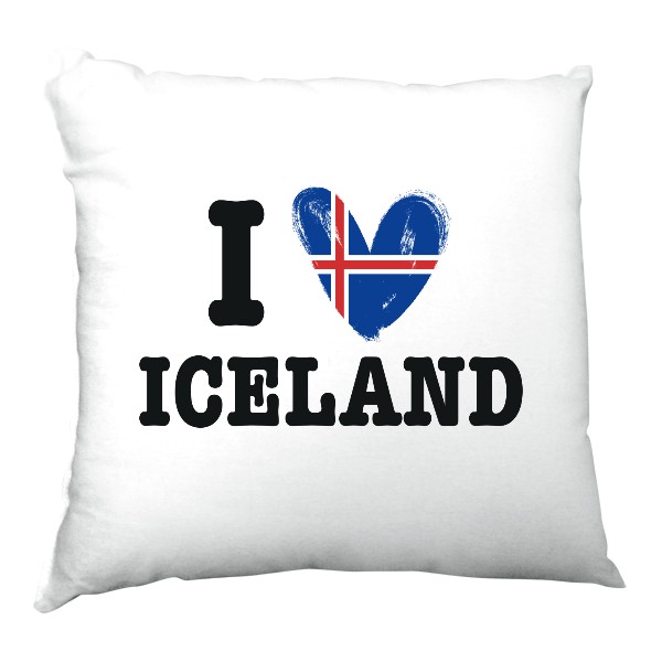 Satin Pillow s potiskem I love Iceland