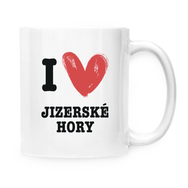 Hrnek malý bílý s potiskem I love Jizerské hory