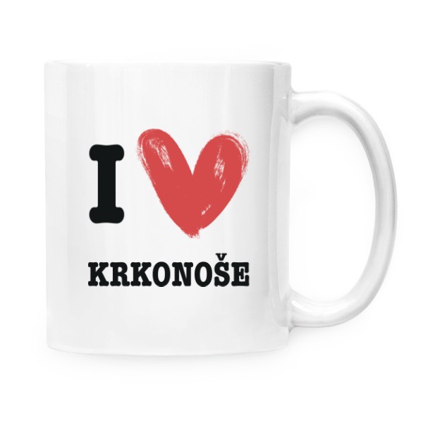 Hrnek malý bílý s potiskem I love Krkonoše