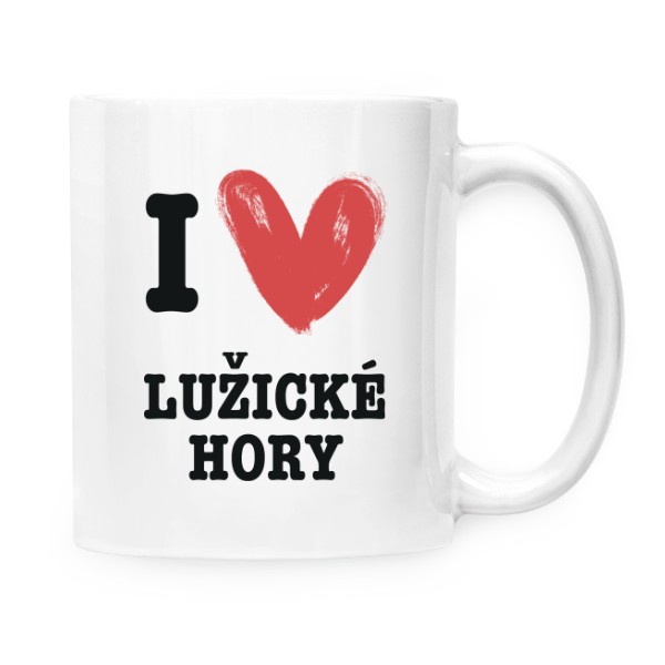 Hrnček malý biely s potlačou I love Lužické hory
