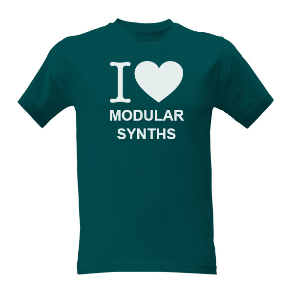 Tričko s potiskem I Love Modular Synths Green & Withe