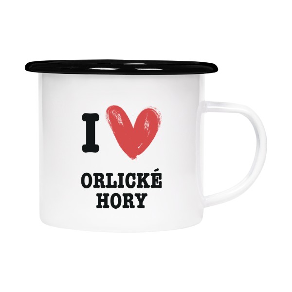 Plecháček - smaltový lem s potiskem I love Orlické hory
