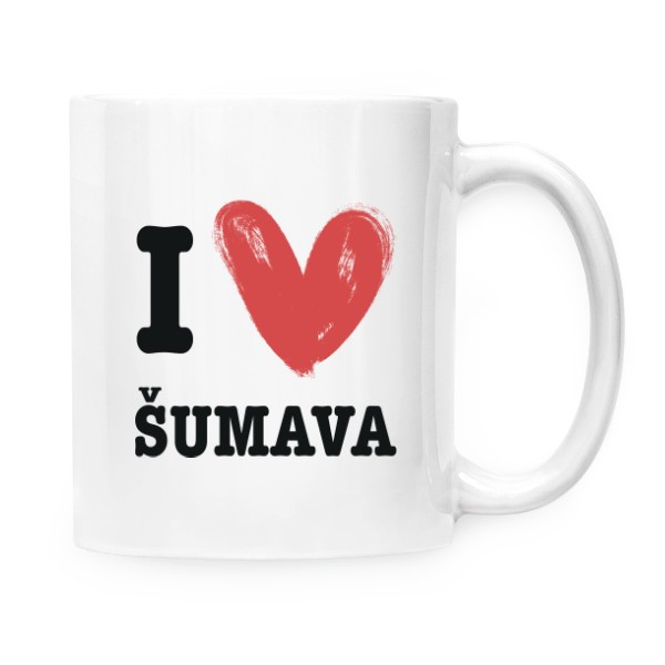 Hrnek malý bílý s potiskem I love Šumava