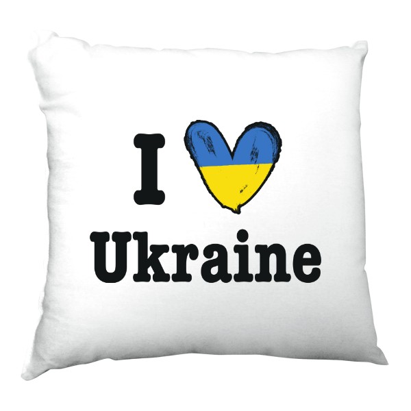 Polštář saténový s potiskem I love Ukraine