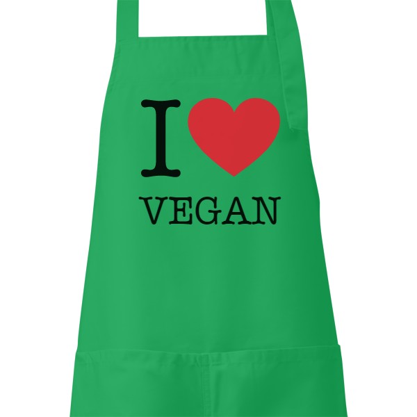 Zástěra s potiskem I love vegan