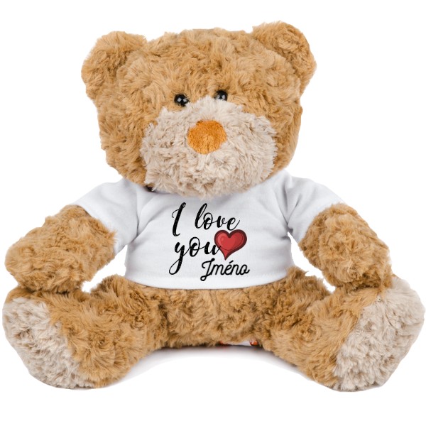 Teddy bear s potiskem I love you + name
