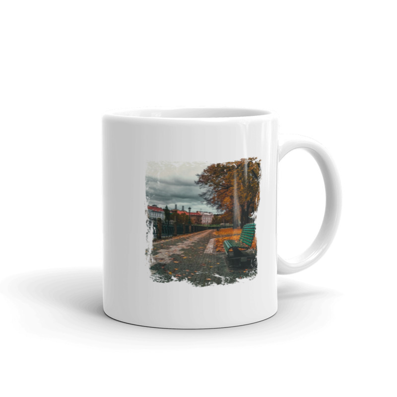 Hrnek malý bílý s potiskem HK - Lavička