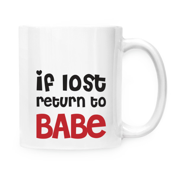 Cup white s potiskem If lost, return to BABE