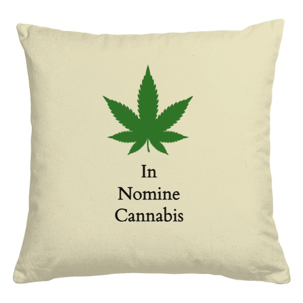 Polštář bavlněný  s potiskem In Nomine Cannabis