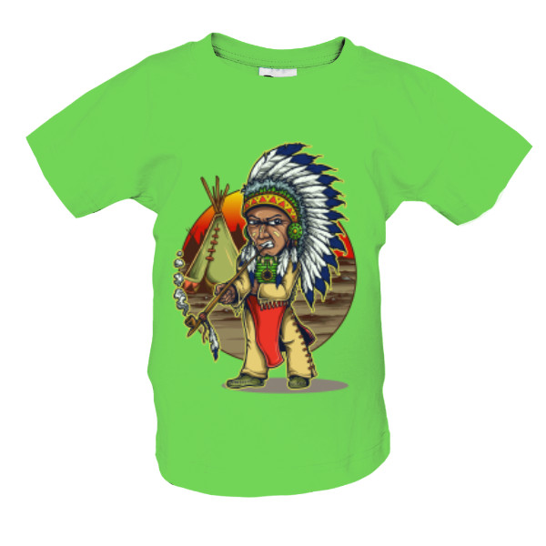 Tričko s potiskem Indián s dýmkou
