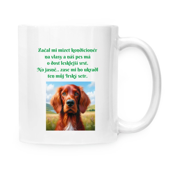 Cup white s potiskem Irish Setter and his shiny coat