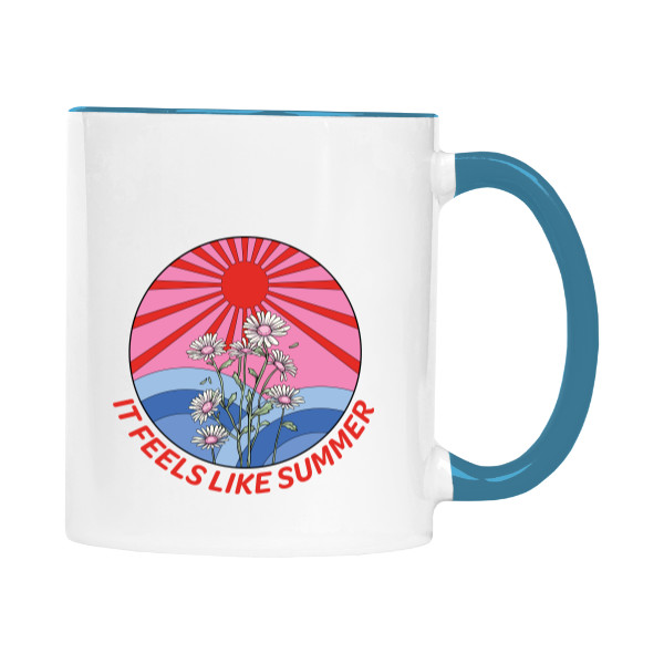 Hrnek malý barevný s potiskem It feels like summer