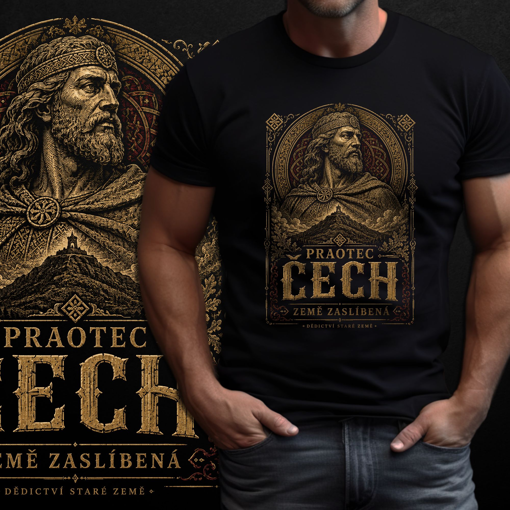 Tričko s potiskem Praotec Čech - Země zaslíbená
