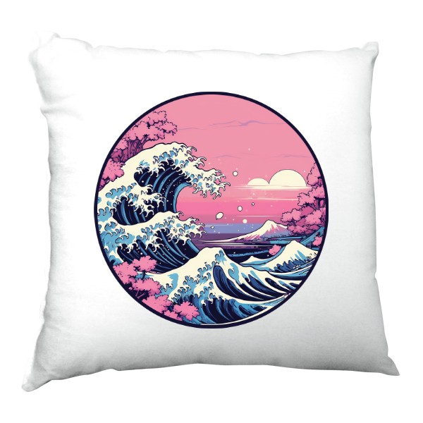 Polštář saténový s potiskem Japanese wave