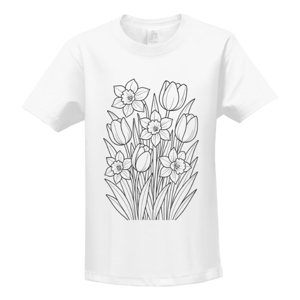 Jarní omalovánky - Narcisy a tulipány