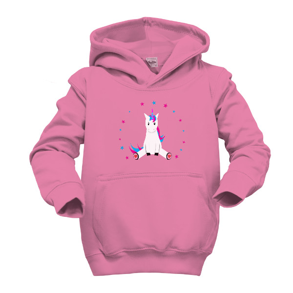 Dětská mikina s kapucí s potiskem jednorožec s hvězdami