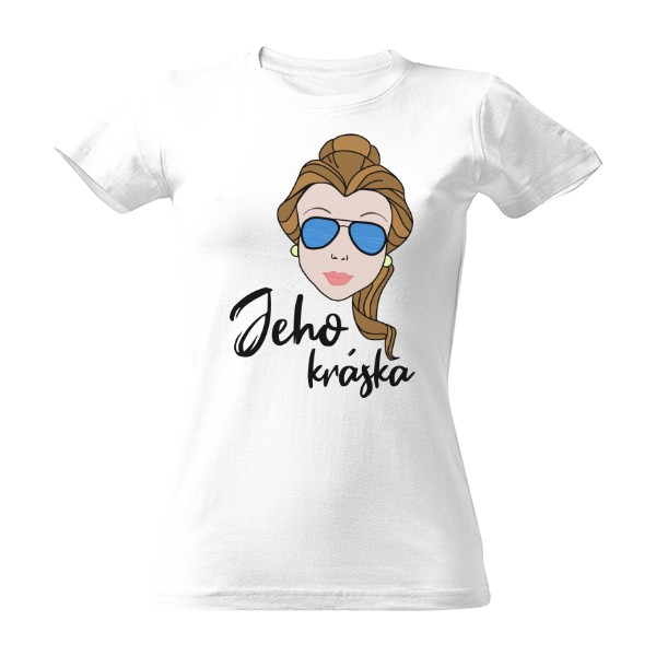 Tričko s potiskem Jeho kráska hnědovláska