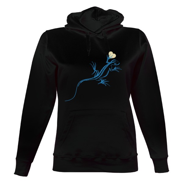 Dámská mikina s kapucí s potiskem Ještěrka