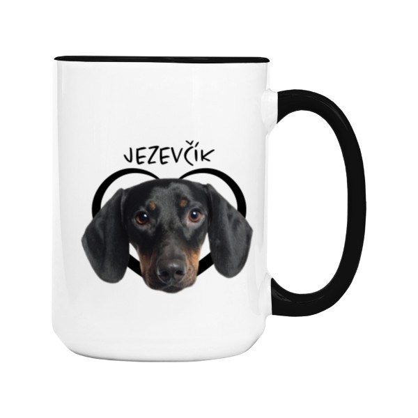 Hrnek velký barevný s potiskem Jezevčík