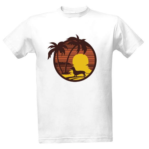 Tričko s potiskem Jezevčík na pláži