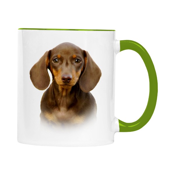 Hrnek malý barevný s potiskem Jezevčík hladkosrstý