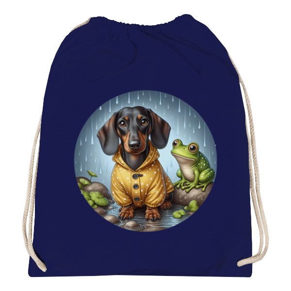 Vak na záda s potiskem jezevčík v dešti 