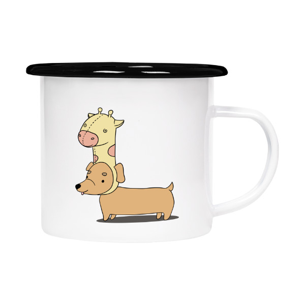 Plecháček - smaltový lem s potiskem Jezevčík v kostýmu 