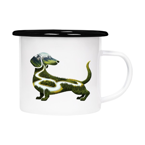 Plecháček - smaltový lem s potiskem Jezevčík výletník