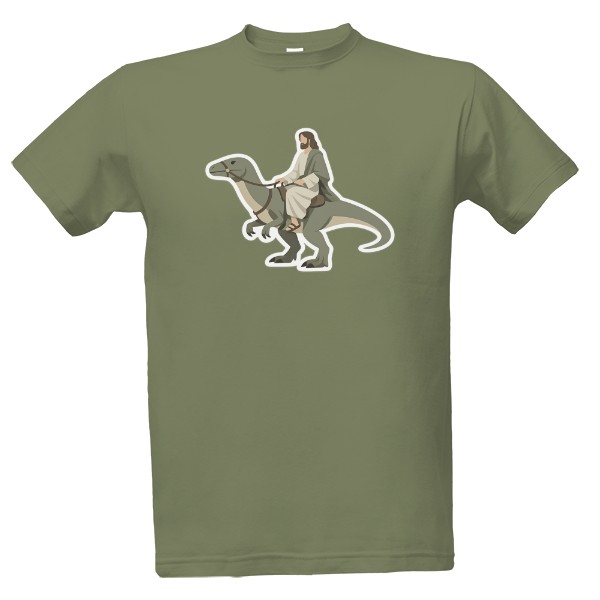Tričko s potiskem Ježíš na dinosaurovi 