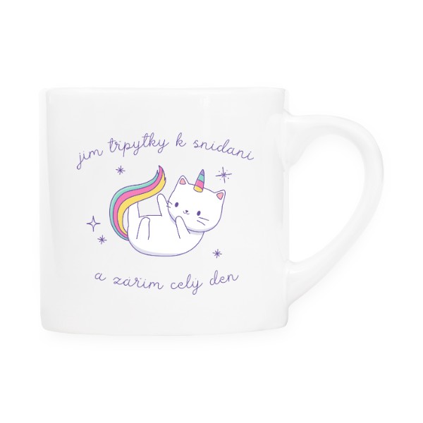 Jím třpytky k snídani a zářím celý den - jednorožec - kočka