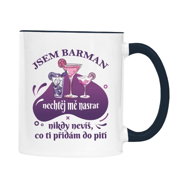 Hrnek malý barevný s potiskem Jsem barman
