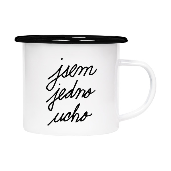 Plecháček - smaltový lem s potiskem Jsem jedno ucho na plechu