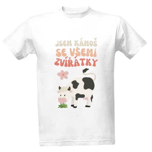 Tričko s potiskem Jsem kámoš se všemi zvířátky - Kráva