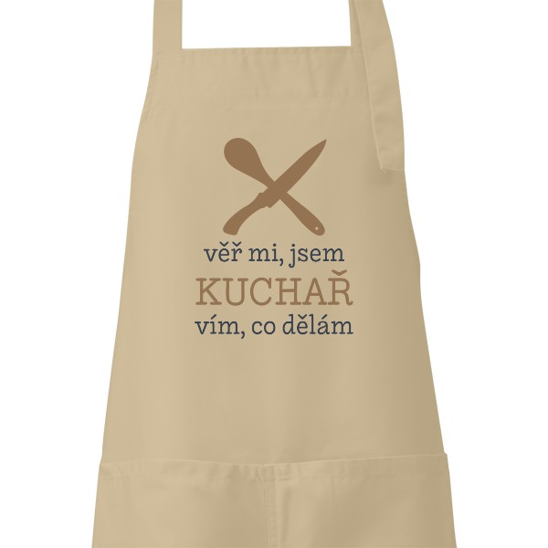 Zástěra s potiskem Jsem kuchař a vím, co dělám