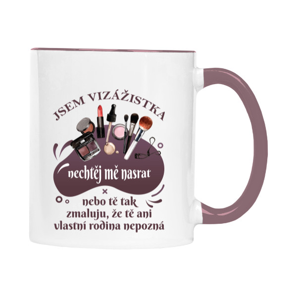 Hrnek malý barevný s potiskem Jsem vizážistka