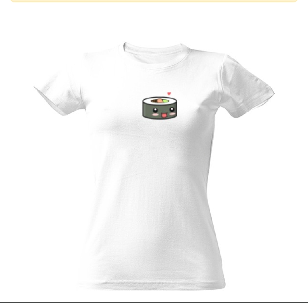 Tričko s potiskem Dámské bílé tričko cute Sushi