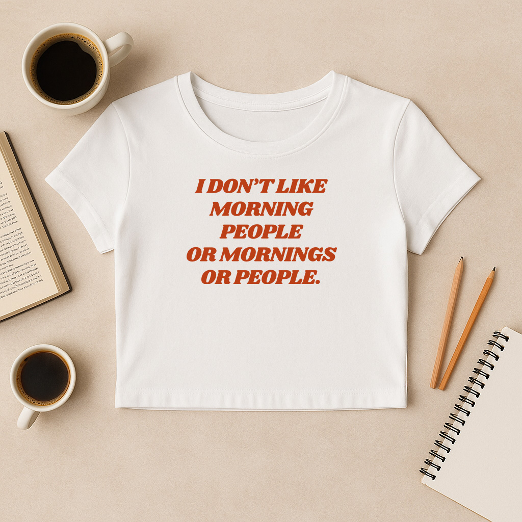 Design s vtipným nápisem ohledně rána