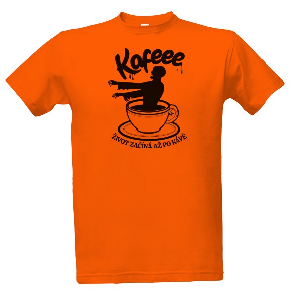 Kafe-život začíná po kávě černý nápis