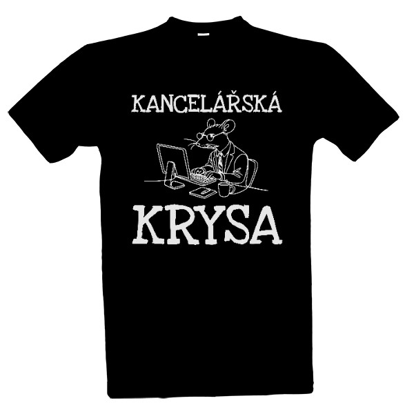 Tričko s potiskem Kancelářská krysa (u počítače - bílý nápis)