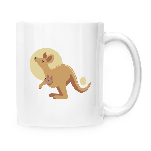 Cup white s potiskem Kangaroo with baby