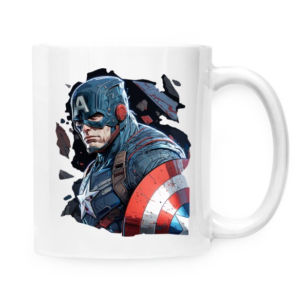 Hrnček malý biely s potlačou Kapitán Amerika