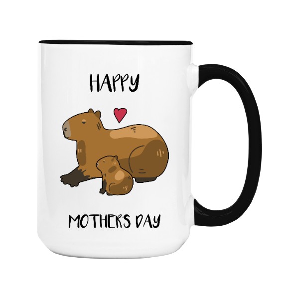 Mug big colourful s potiskem Capybara Mother's Day