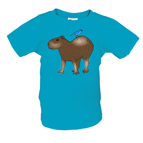 Kapybara a ptáček tričko