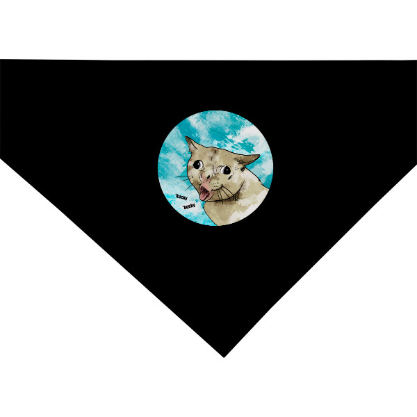 Bavlněný trojcípý šátek s potiskem Kašlající kočka