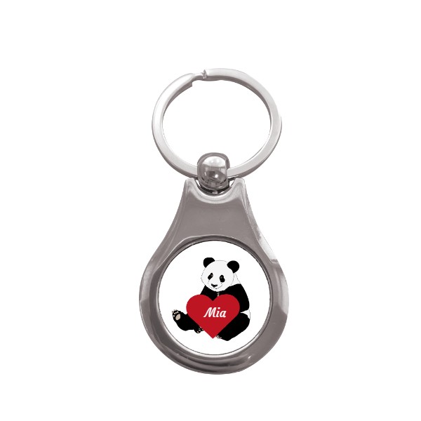 Přívěsek na klíče kolečko s potiskem Key ring Panda hearth with editable name