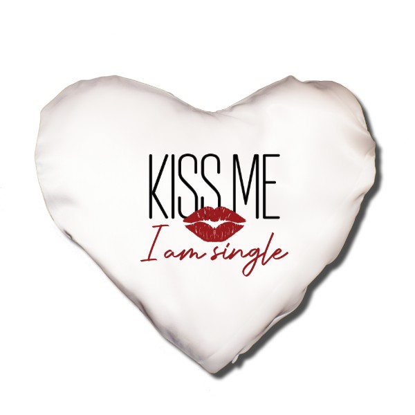 Pillow HEART s potiskem Kiss me I am single