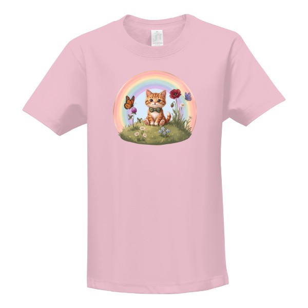 T-shirt Kitten with a Rainbow