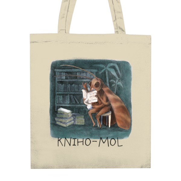 Nákupní bavlněná taška s potiskem Kniho-mol