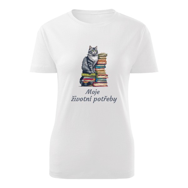 Tričko s potlačou Knihy a kočka 
