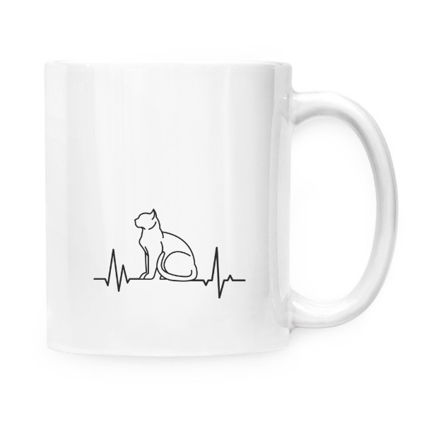 Hrnek malý bílý s potiskem Kočičí puls